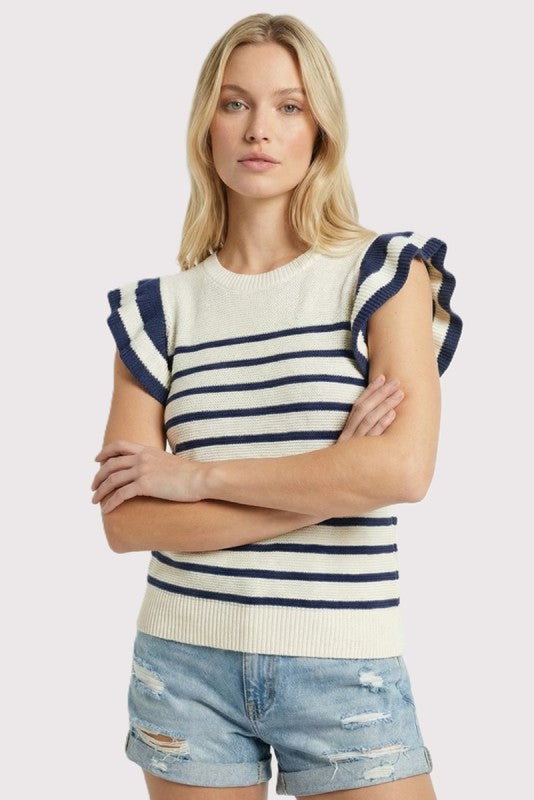 Blaire Striped Ruffle Sweater