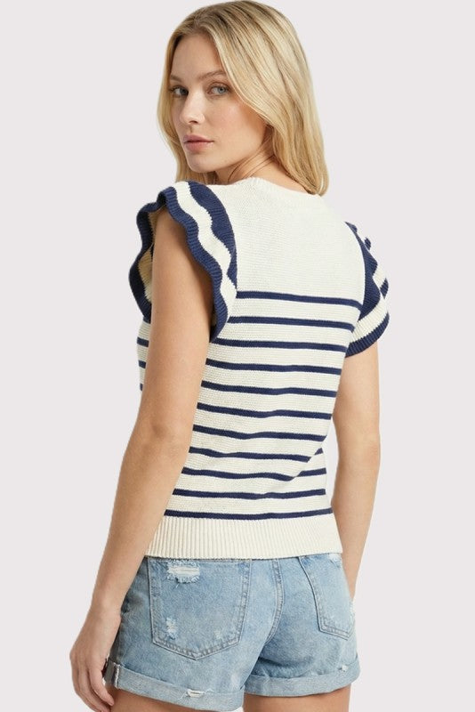 Blaire Striped Ruffle Sweater