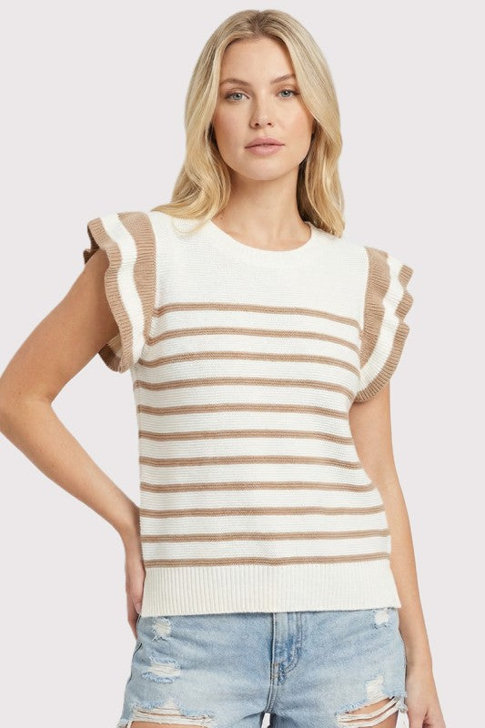 Blaire Striped Ruffle Sweater