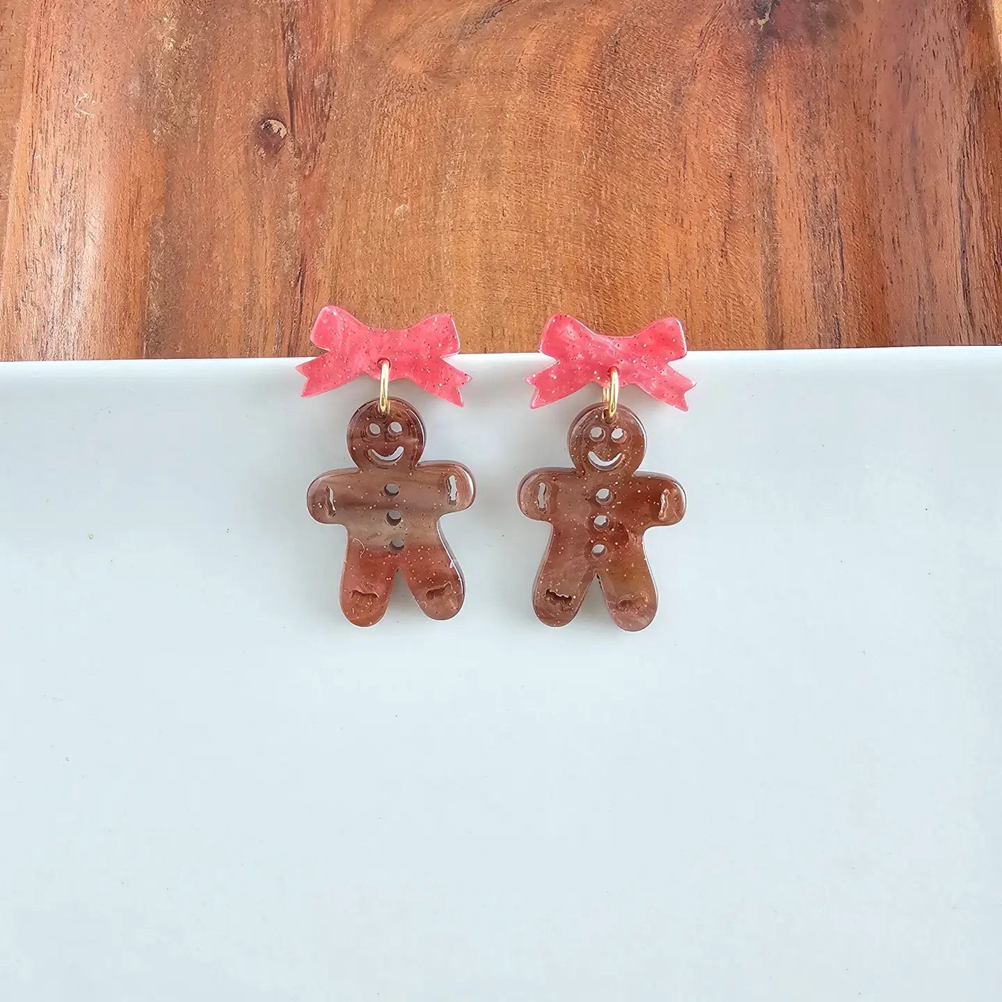 Bow Gingerbread Earrings Red