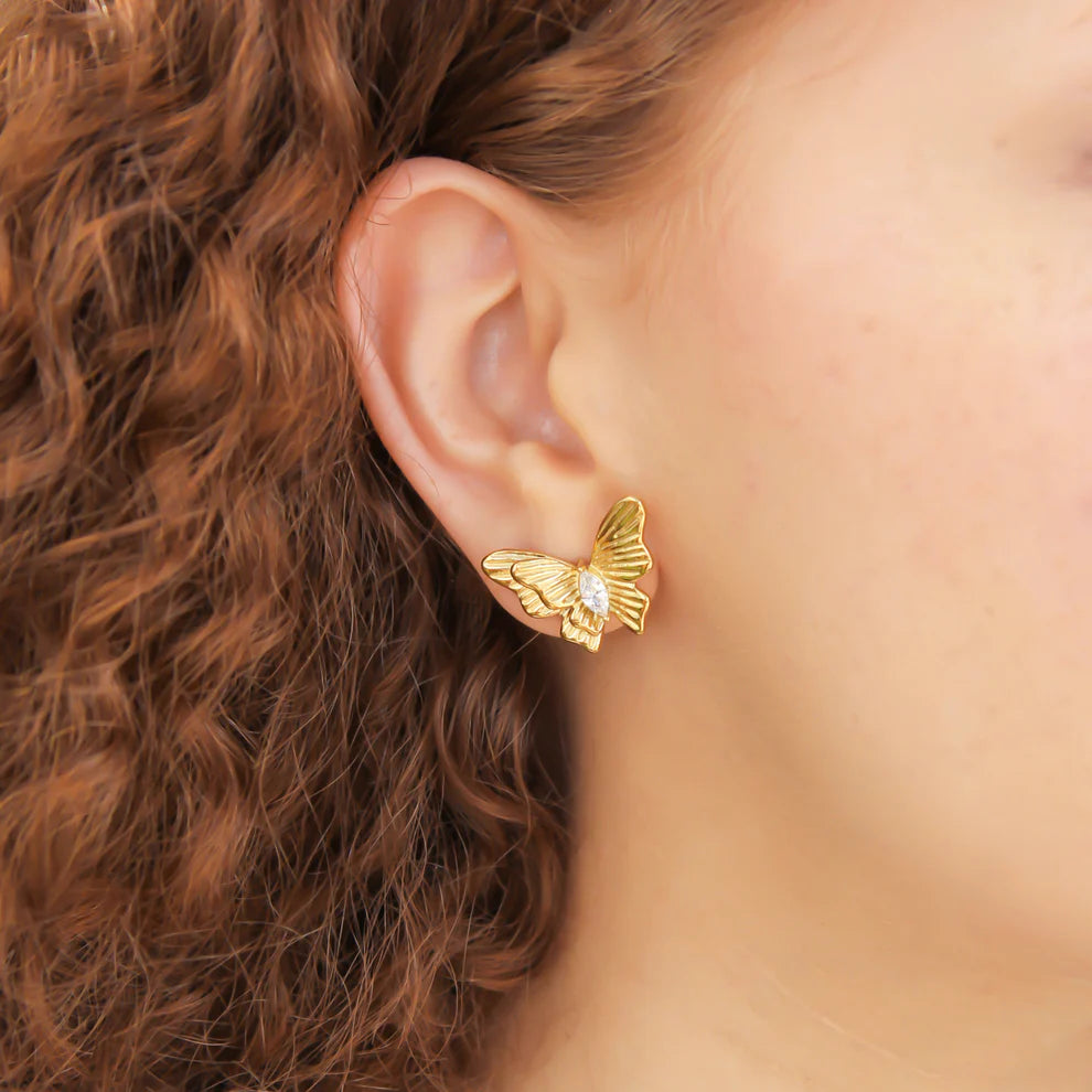 Butterfly CZ Stud Earrings