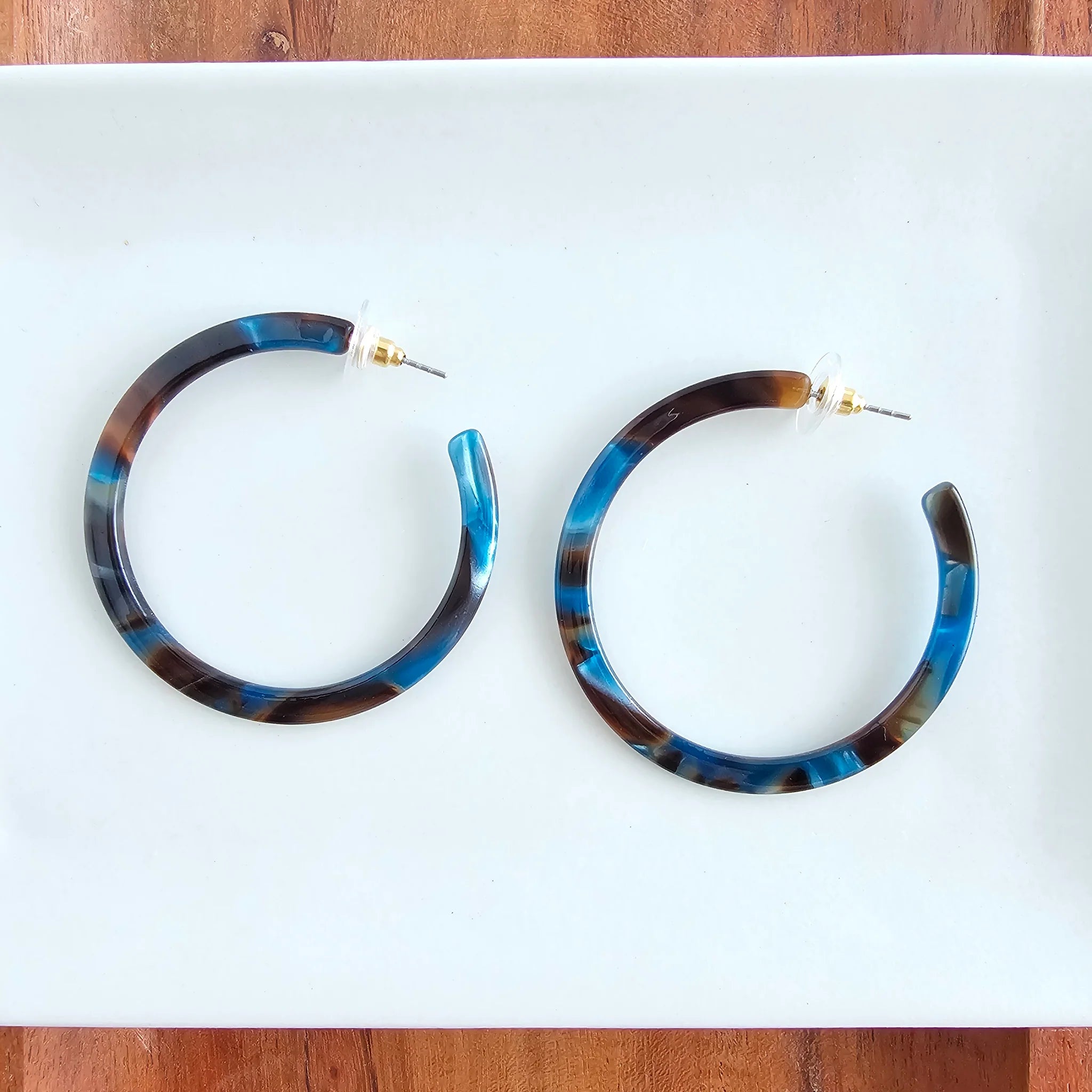 Cameron Hoop Earrings Mocha Blue