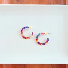 Cam Mini Hoops Jewel Stained Glass