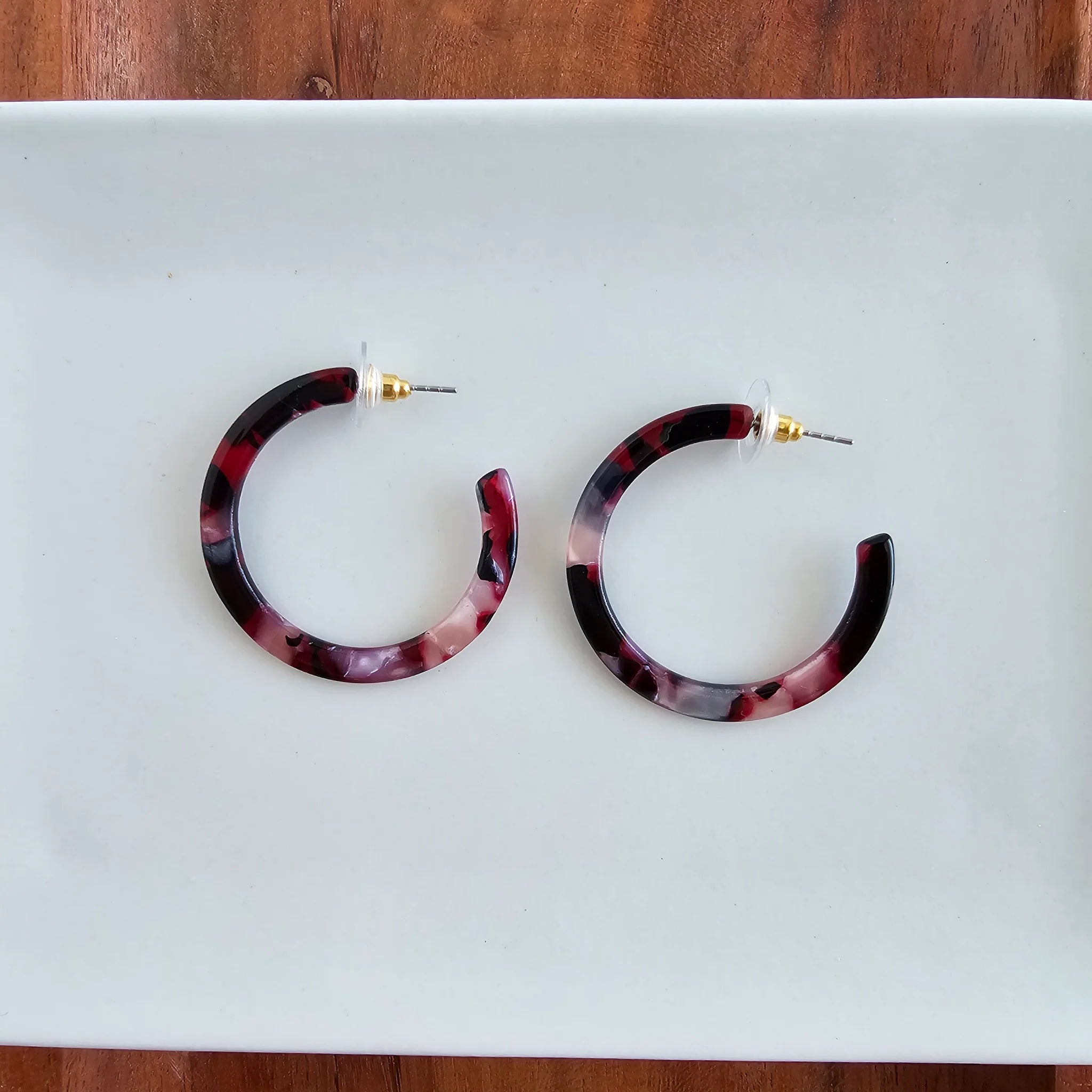 Camy Hoop Earrings Burgundy