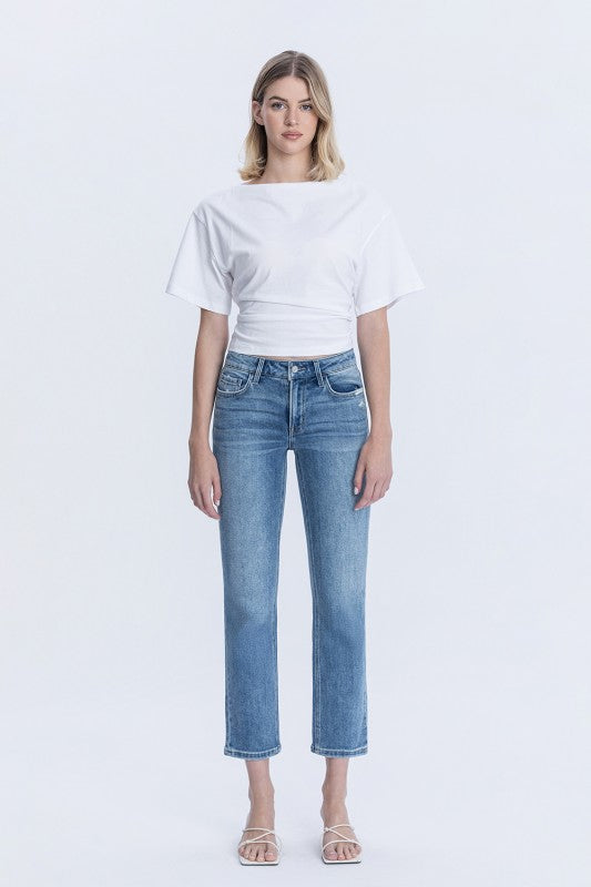 Carlene Mid Slim Straight Ankle Jeans Med