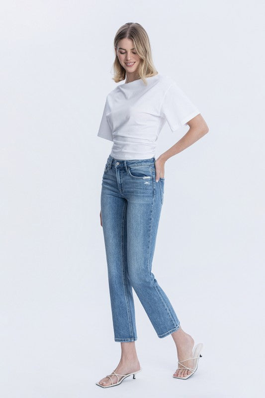 Carlene Mid Slim Straight Ankle Jeans Med