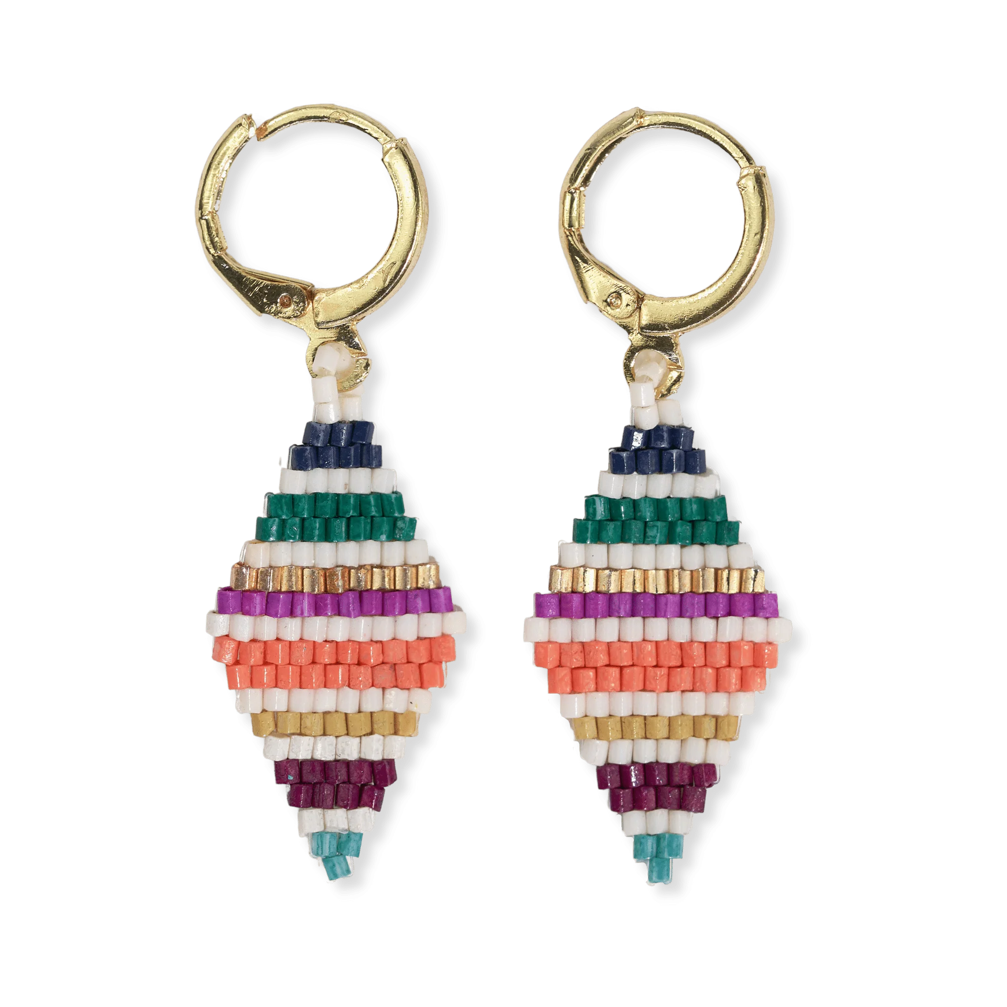 Carmen Mini Hoop Beaded Stripes Drop Earrings Muted