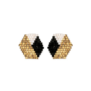 Casey Hexagon Post Beaded Earrings Black