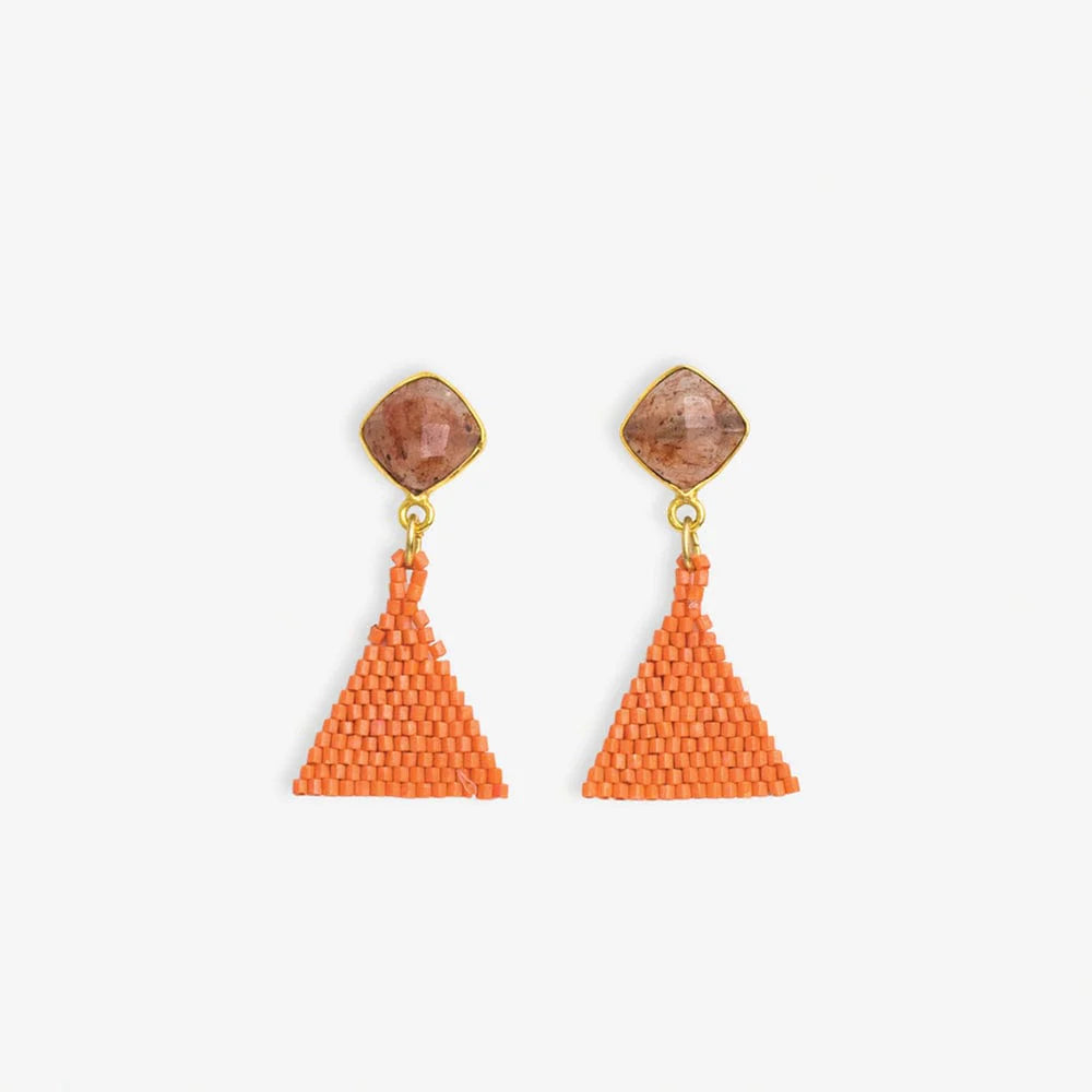 Celia Small Triangle Drop Earrings Coral