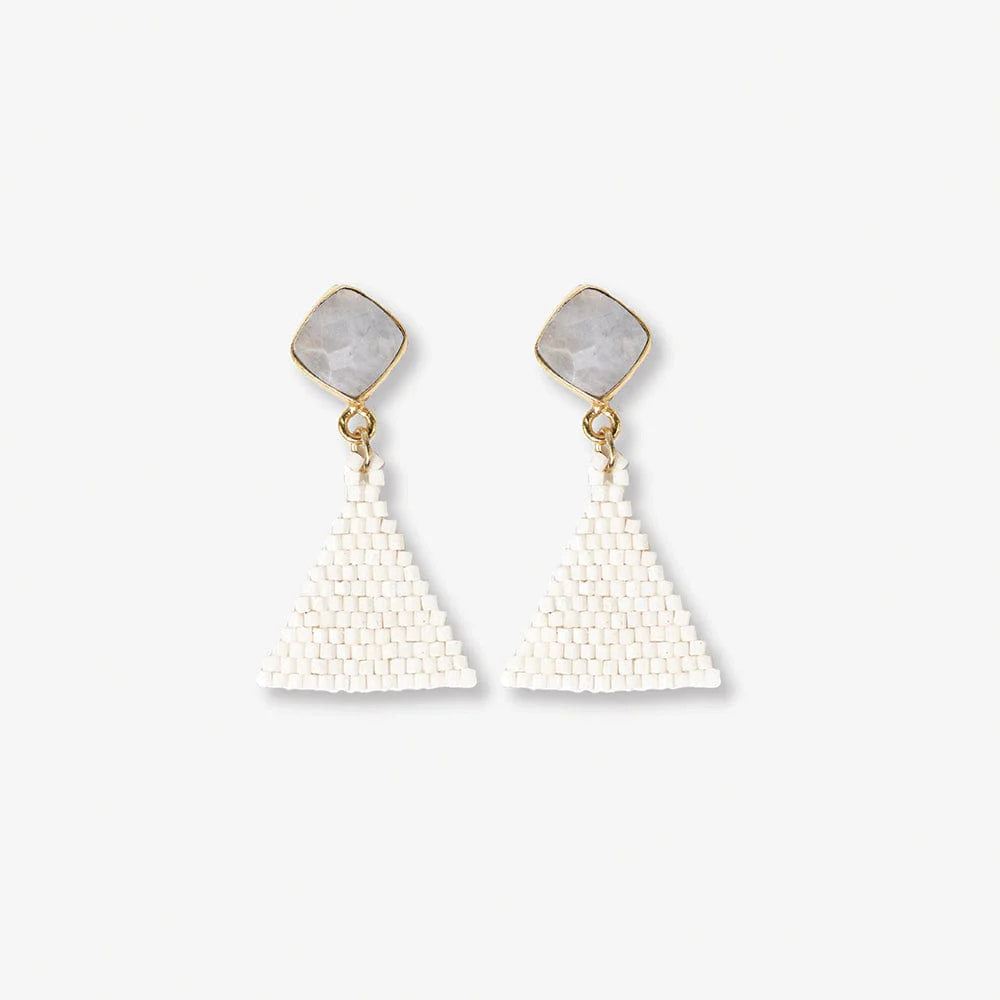 Celia Small Triangle Drop Earrings Ivory