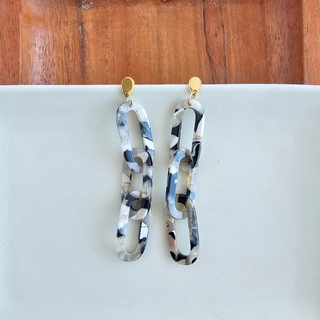 Charlotte Earrings Ivory/Slate