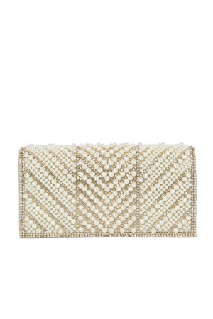 Pearl Rhinestone Chevron Clutch