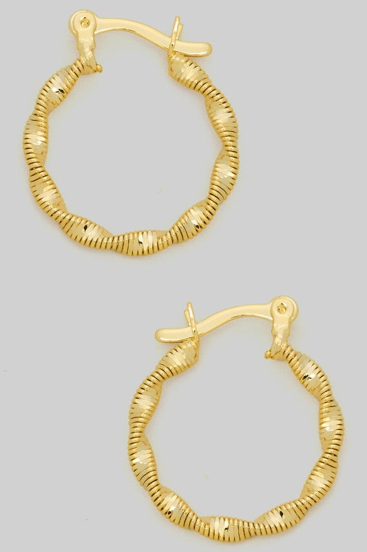 Gold Coiled Twist Hoops