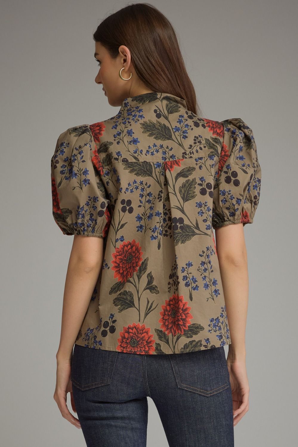 Colby Floral Pintuck Puff Sleeves