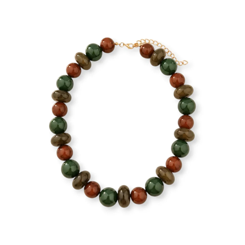 Color Block Resin Bead Necklace