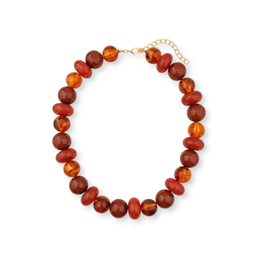 Color Block Resin Bead Necklace