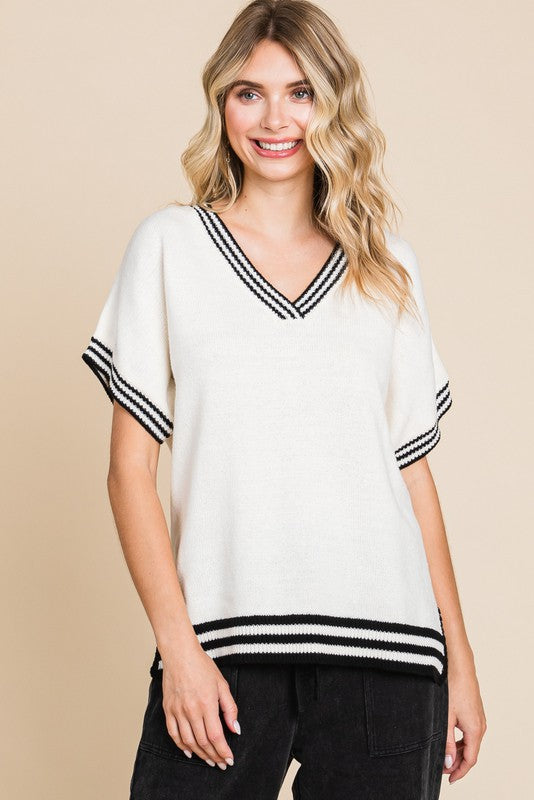 Connie Stripe Trim Sweater