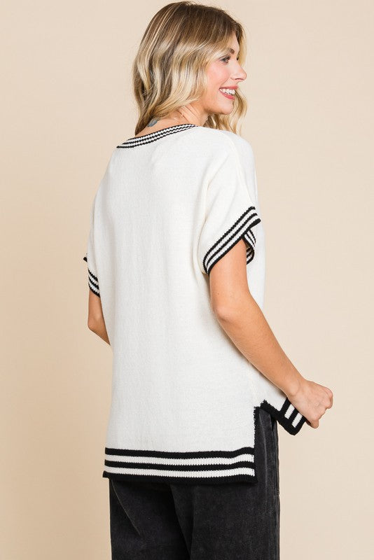 Connie Stripe Trim Sweater