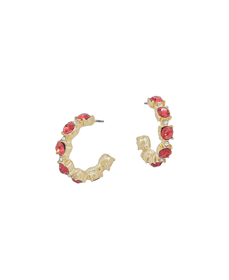 Red Crystal Hoops