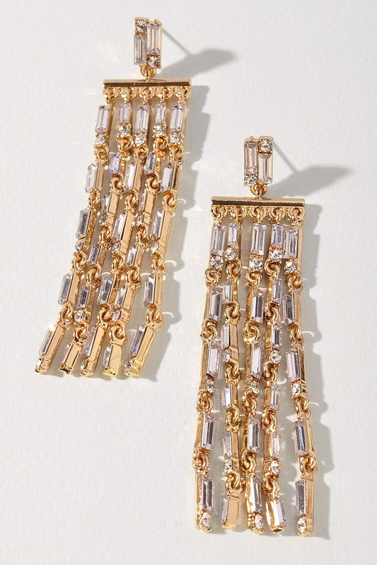 Crystal Metal Dangle Earrings