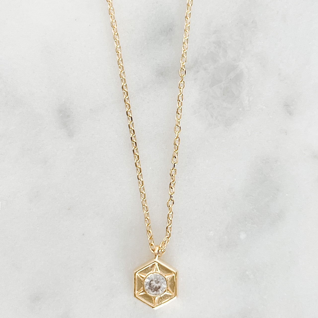 Crystal Stone Shield Necklace