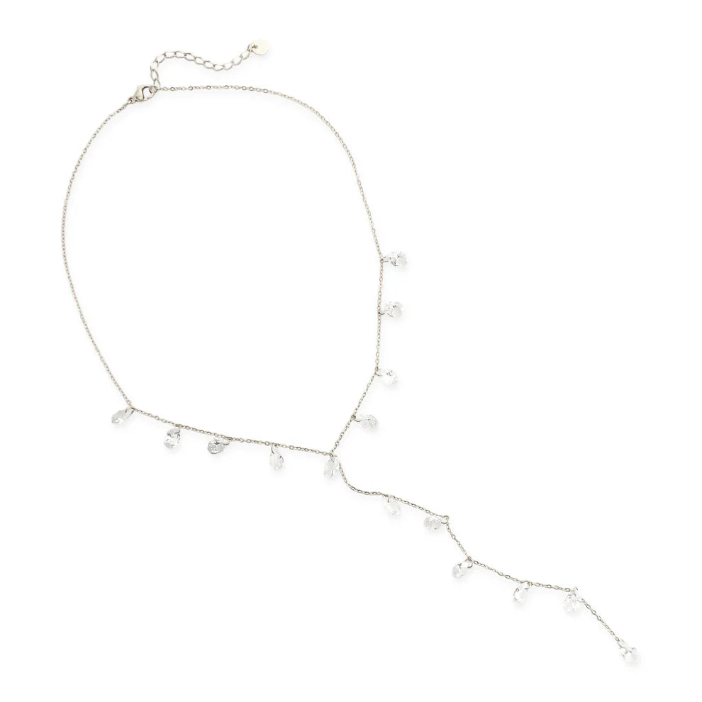 Teardrop CZ Lariat Necklace