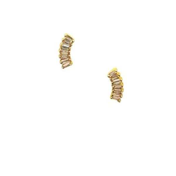 Curved CZ Post Earrings