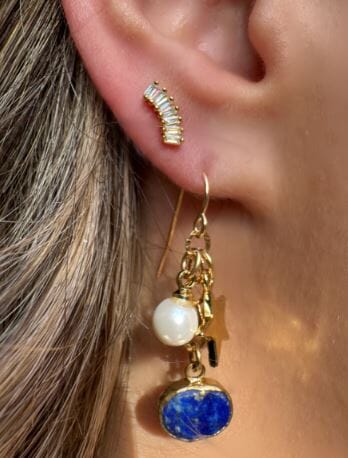 Curved CZ Post Earrings