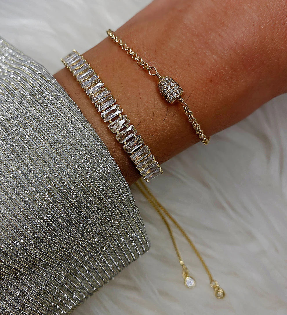 CZ Baguette Pull Chain Bracelet