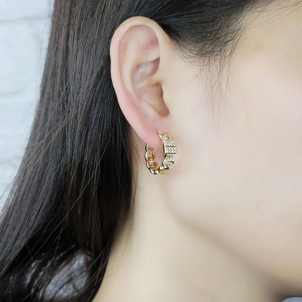 CZ Curb Chain Small Hoops