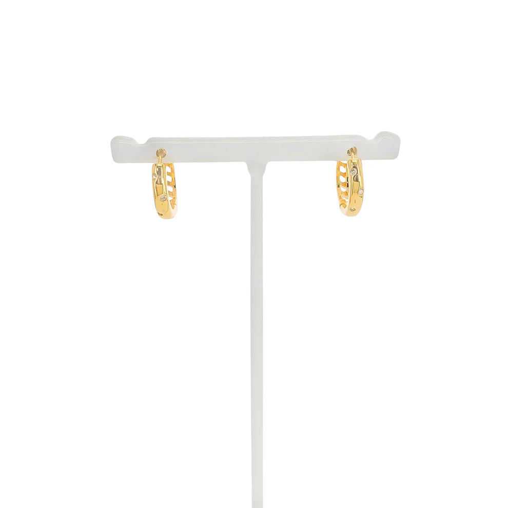 Gold CZ Cutout Huggie Hoops