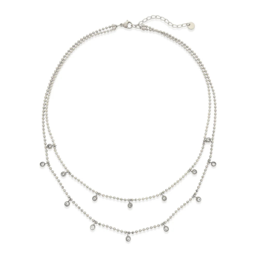 CZ Layered Bead Chain Necklace