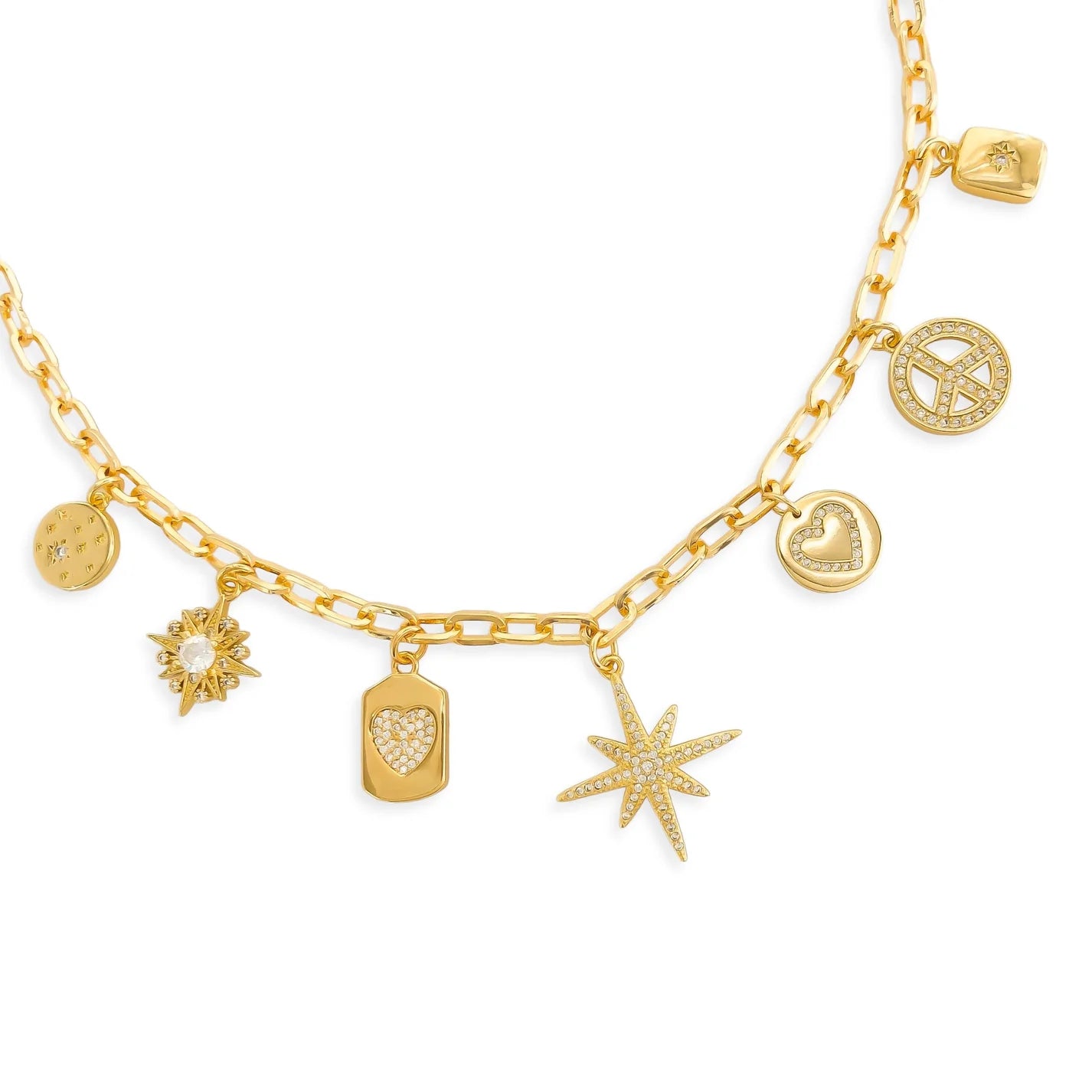 CZ Multi Charm Necklace