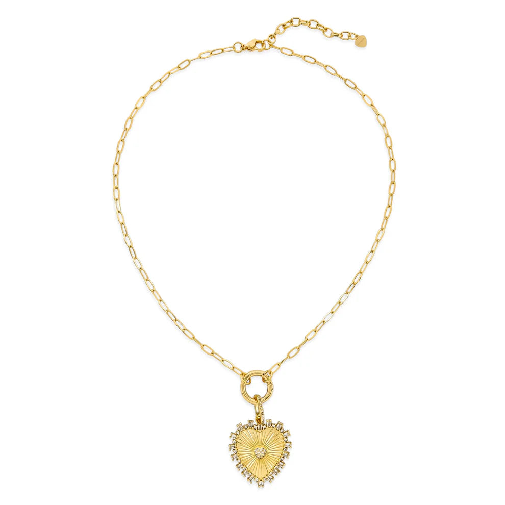 CZ Textured Heart Necklace
