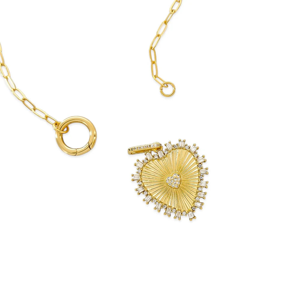 CZ Textured Heart Necklace