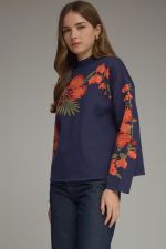 Dahlia Floral Mock Neck Sweater