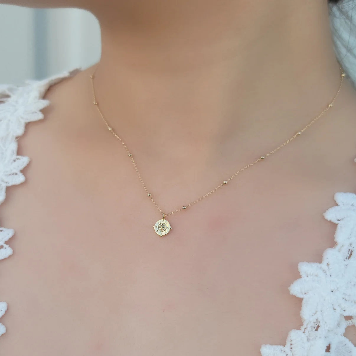 Dainty Compass Chain Necklace