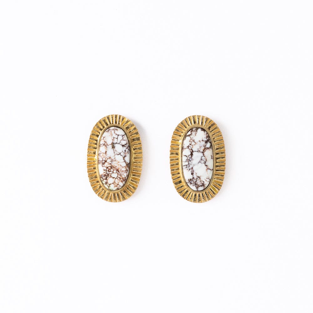 Daphne Oval Stone Earrings White
