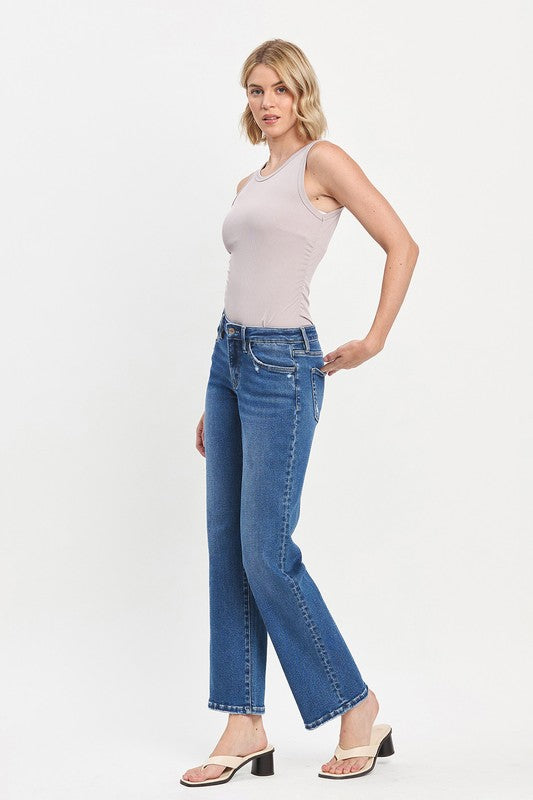 Devin Mid Rise Straight Jeans