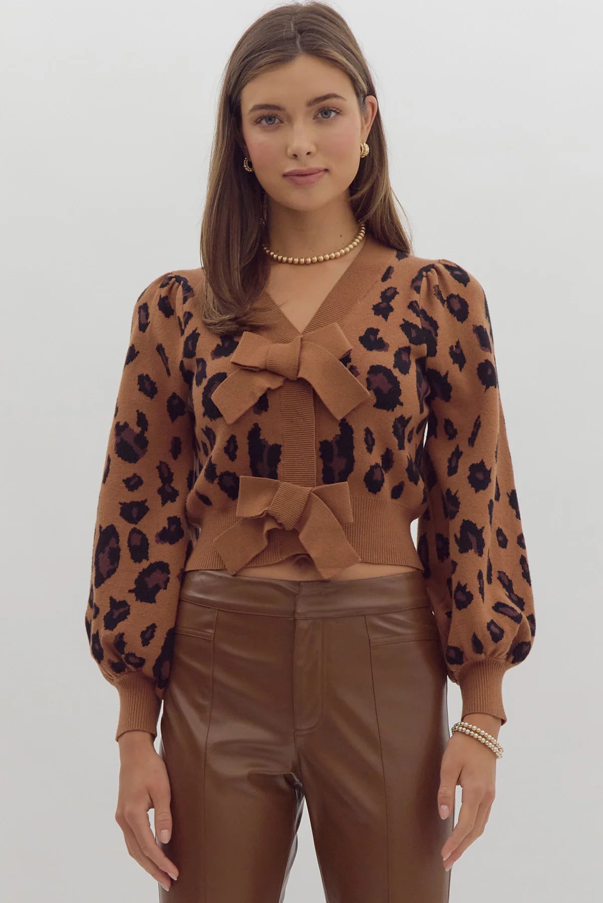 Diane Leopard Bow Cardigan