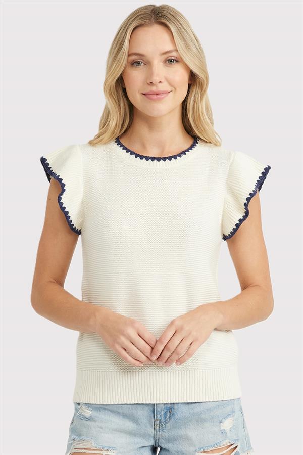Dottie Scallop Trim Ruffle Sweater