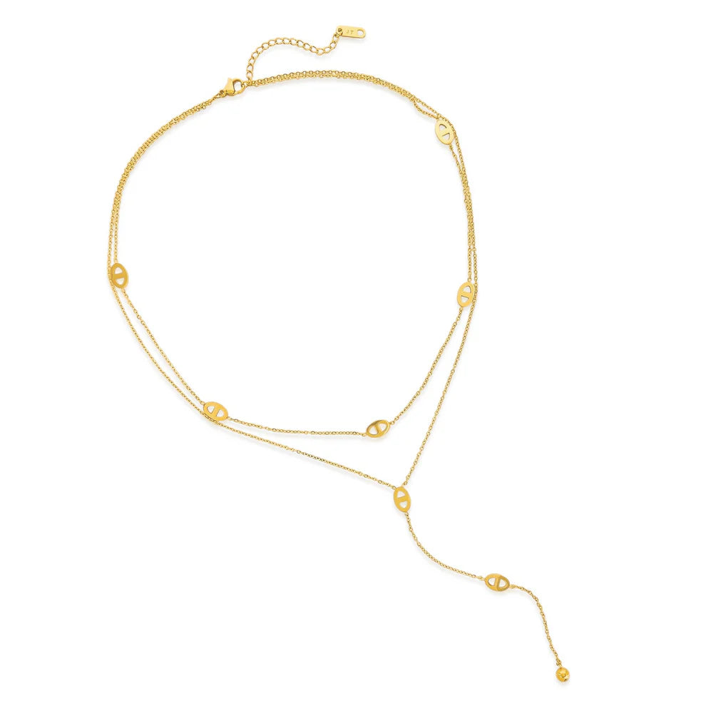 Double Layer Lariat Necklace