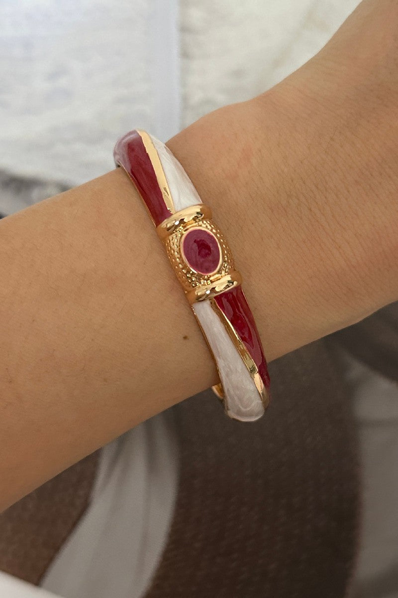 Enamel Hinge Cuff Burg