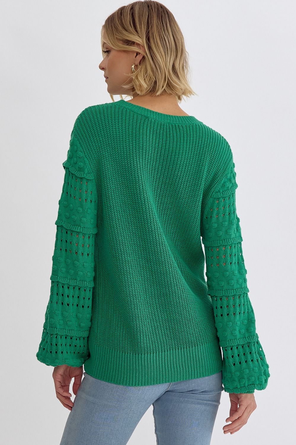 Erin Mini Ruffle Textured Sleeve Sweater
