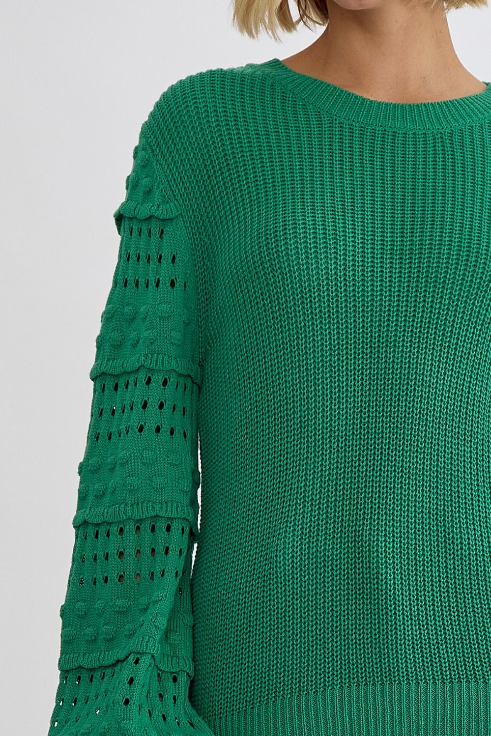 Erin Mini Ruffle Textured Sleeve Sweater