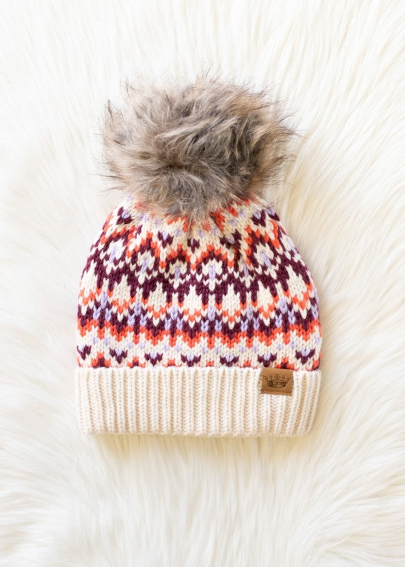 Fair Isle Cuff Pom Hat