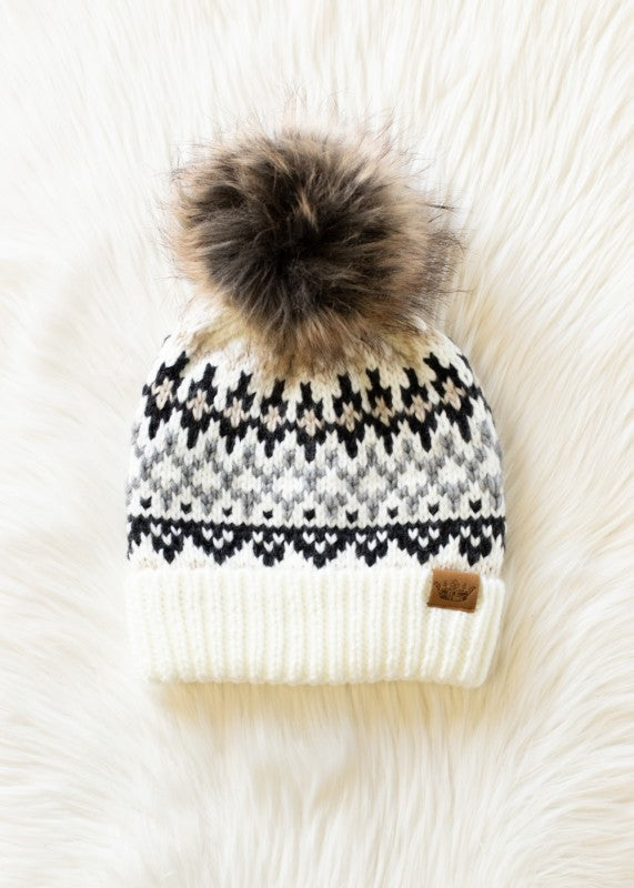 Fair Isle Cuff Pom Hat