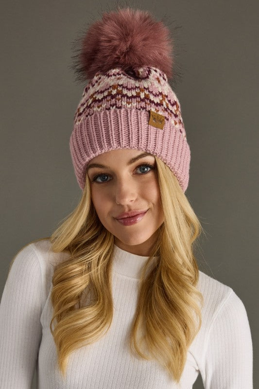 Fair Isle Cuff Pom Hat