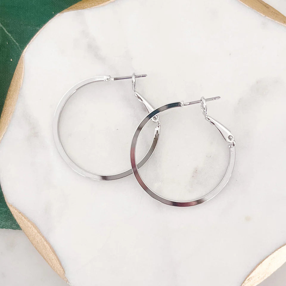 Medium Flat Edge Hoop Earrings