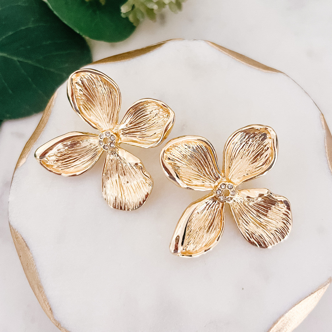 Flower Crystal Center Earrings